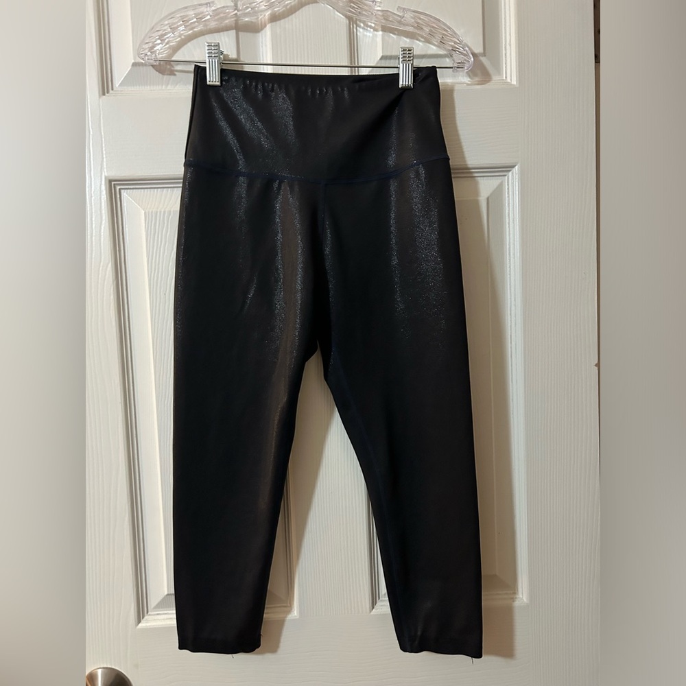 LOVE HER shimmer black capri leggings